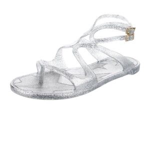 Jimmy Choo Rubber Glitter Accents Gladiator Sandals 39